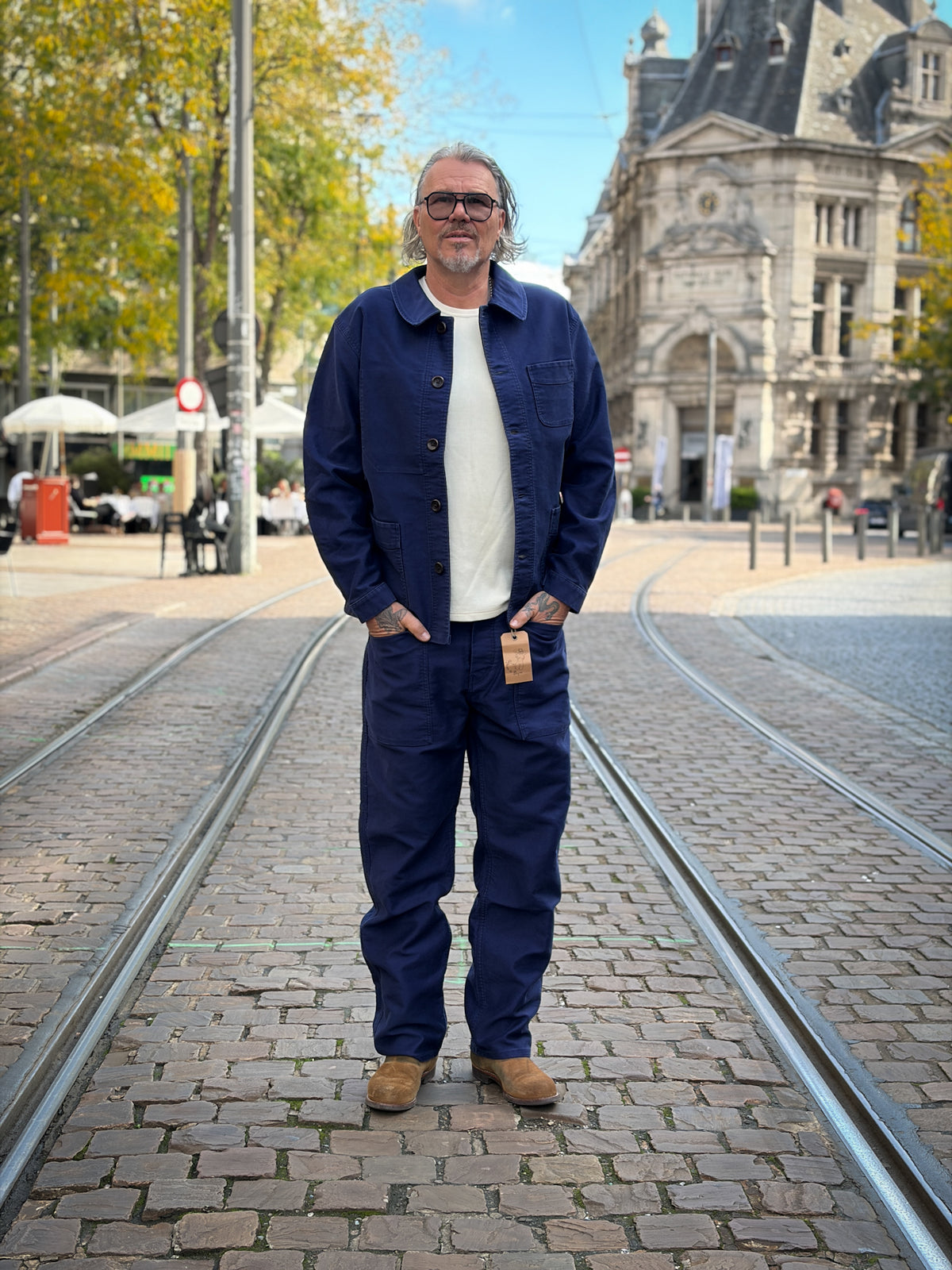 French Moleskin Workwear set in navy