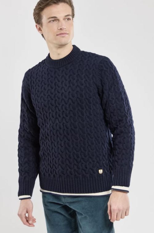 Armor Lux Cable Knit Jumper Wool Blue - Kings & Queens