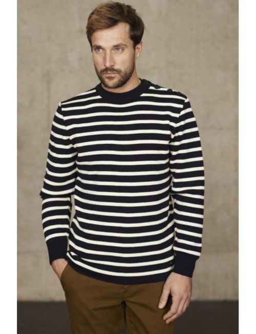 Armor Lux Fisherman Jumper Stripe Navy White - Kings & Queens