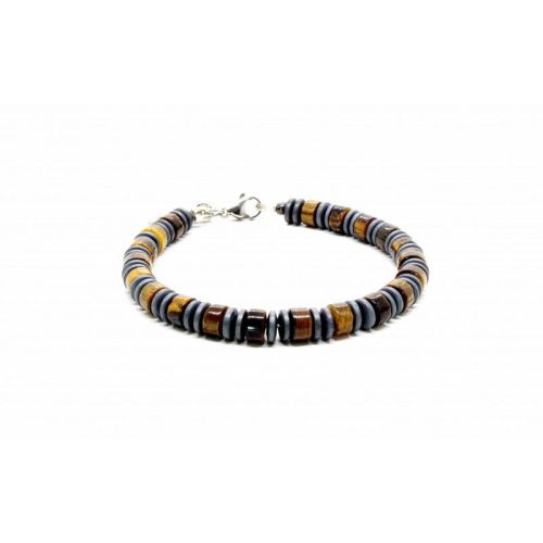 Black Pearl Creations Bracelet Heishi Oeil De Tigre - Kings & Queens