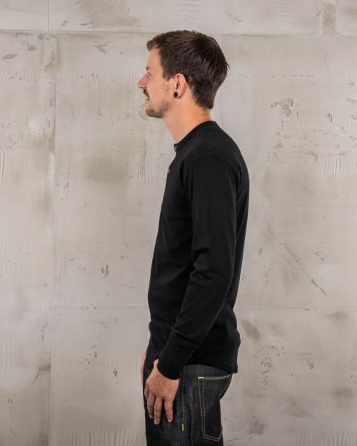 Pike Brothers 1927 Deep Black Long sleeve Henley Shirt - Kings & Queens