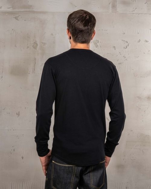 Pike Brothers 1927 Deep Black Long sleeve Henley Shirt - Kings & Queens