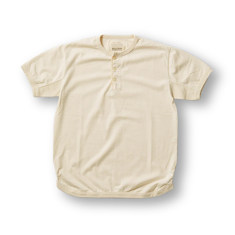 5222H Flat Seam Heavyweight Loopwheeled Henley T-Shirt 8.4oz Ecru