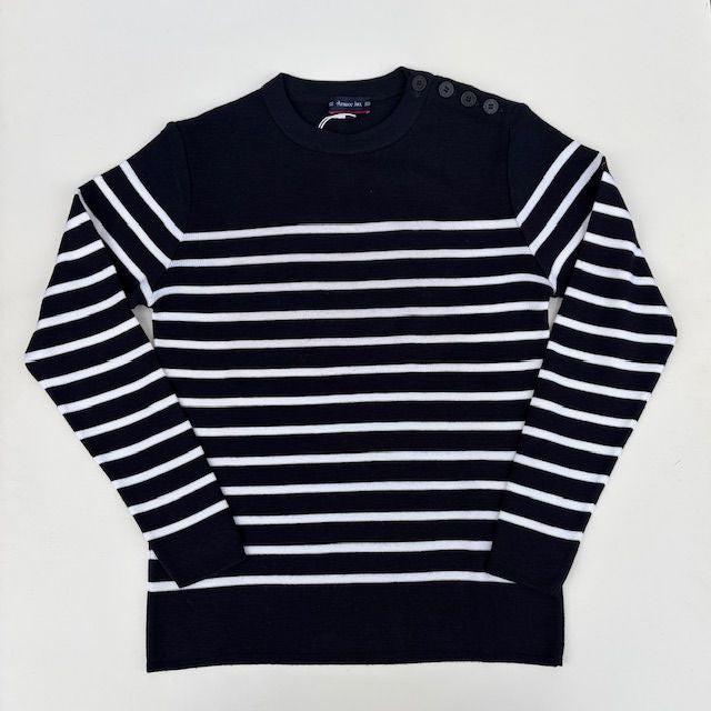 Fisherman Merino Wool Jumper Navy/White