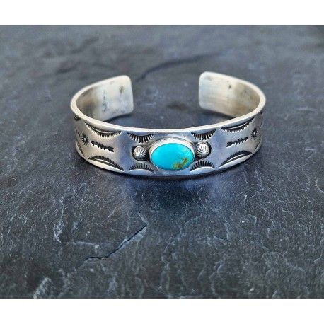 925 Silver Turquoise Bracelet Hogan