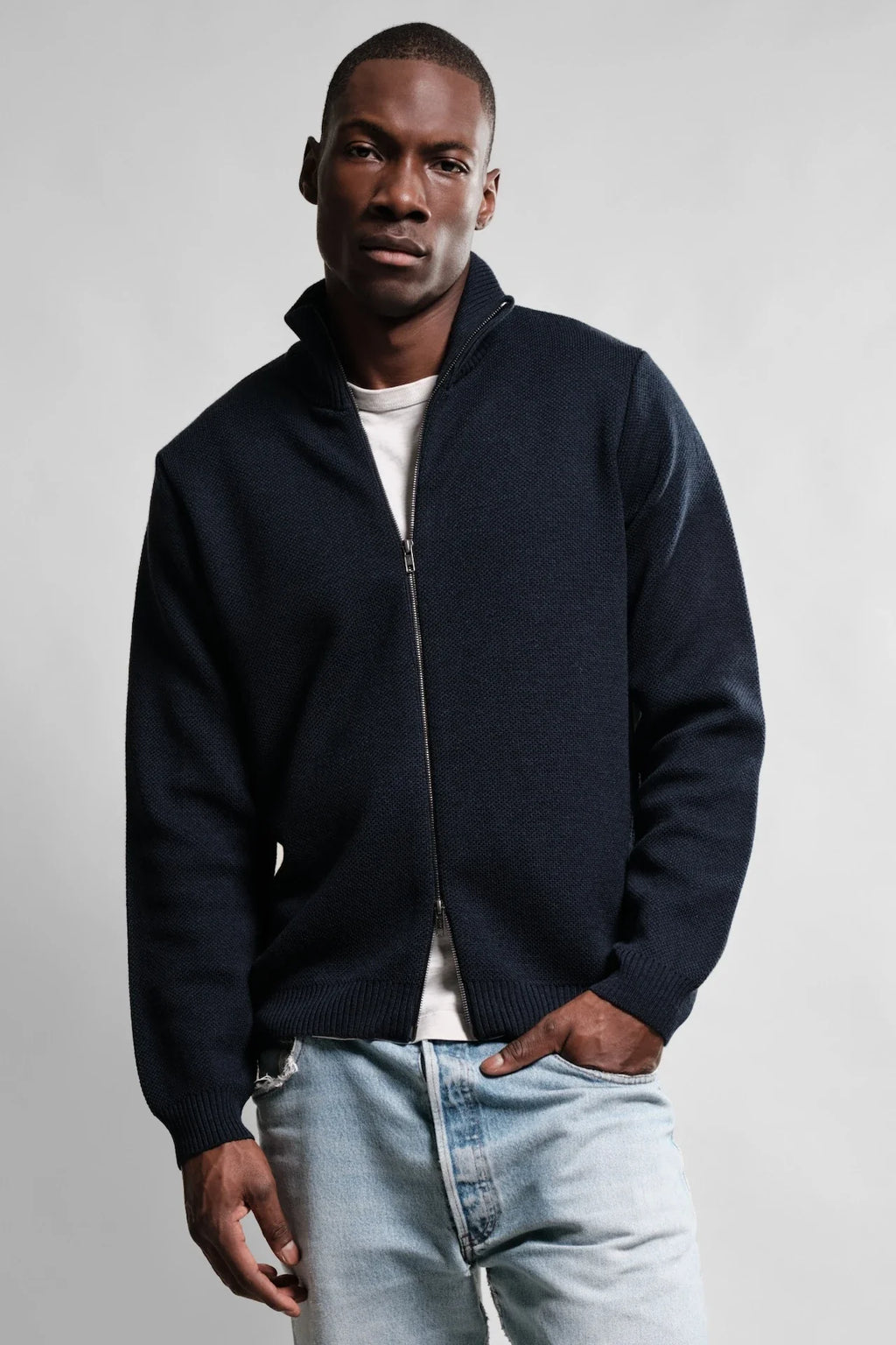 Youri Zip-Up Cardigan Navy