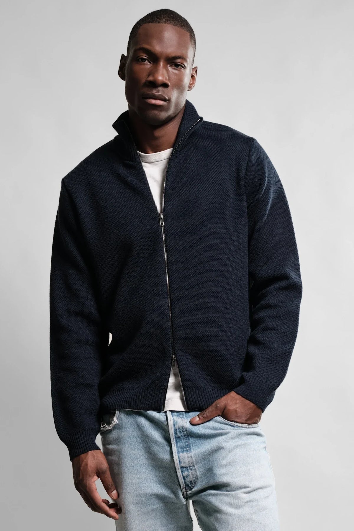 Youri Zip-Up Cardigan Navy