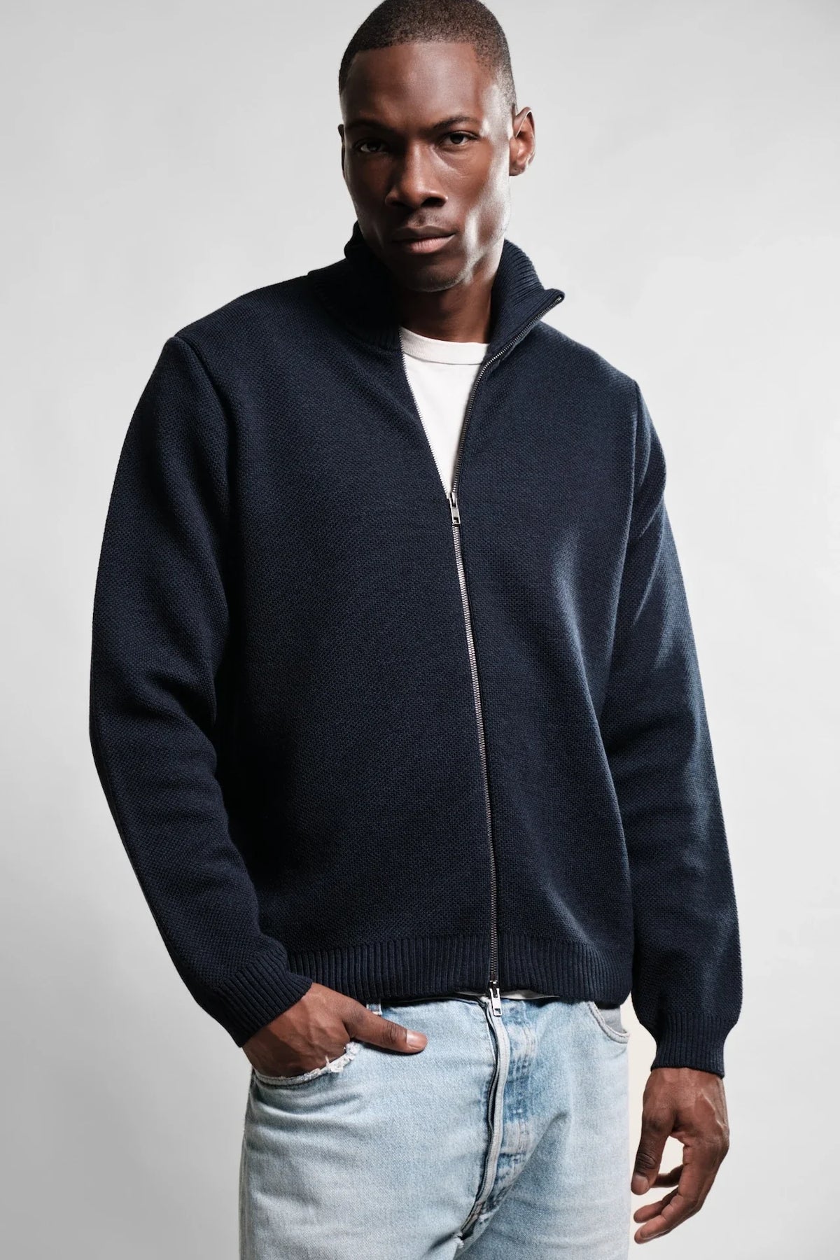 Youri Zip-Up Cardigan Navy