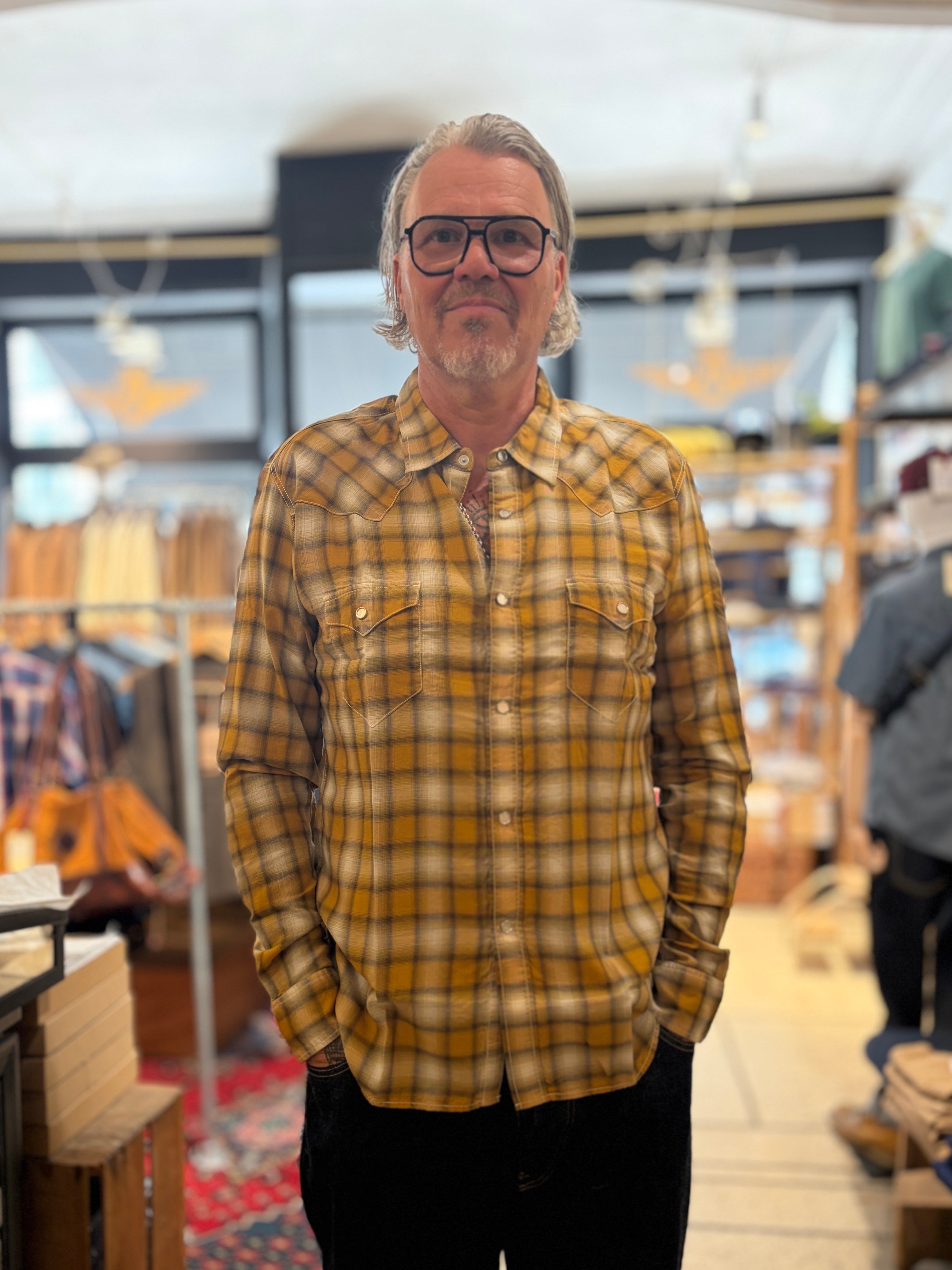 3oz Ombre Check Western Shirt Yellow