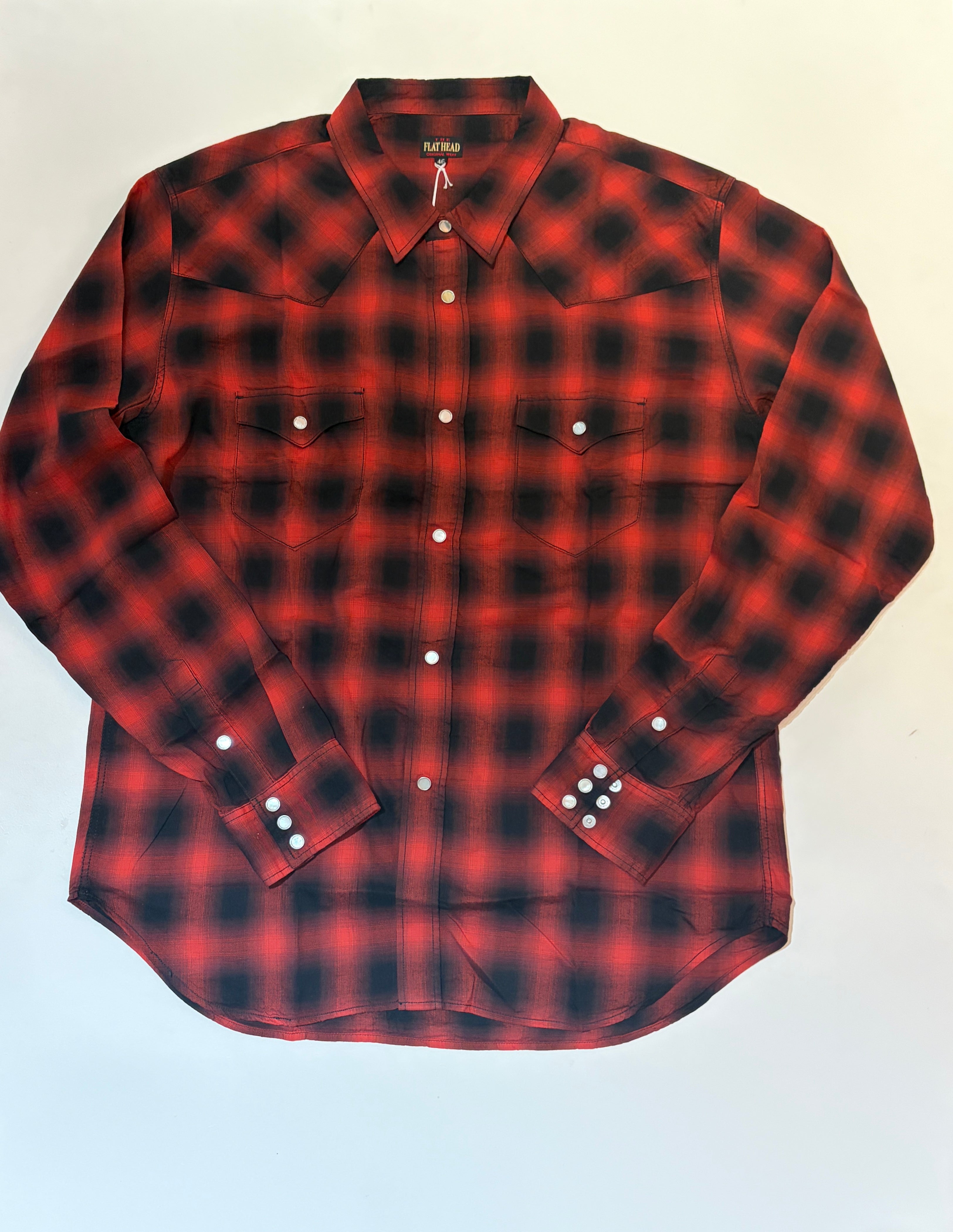 3oz Ombre Check Western Shirt Red