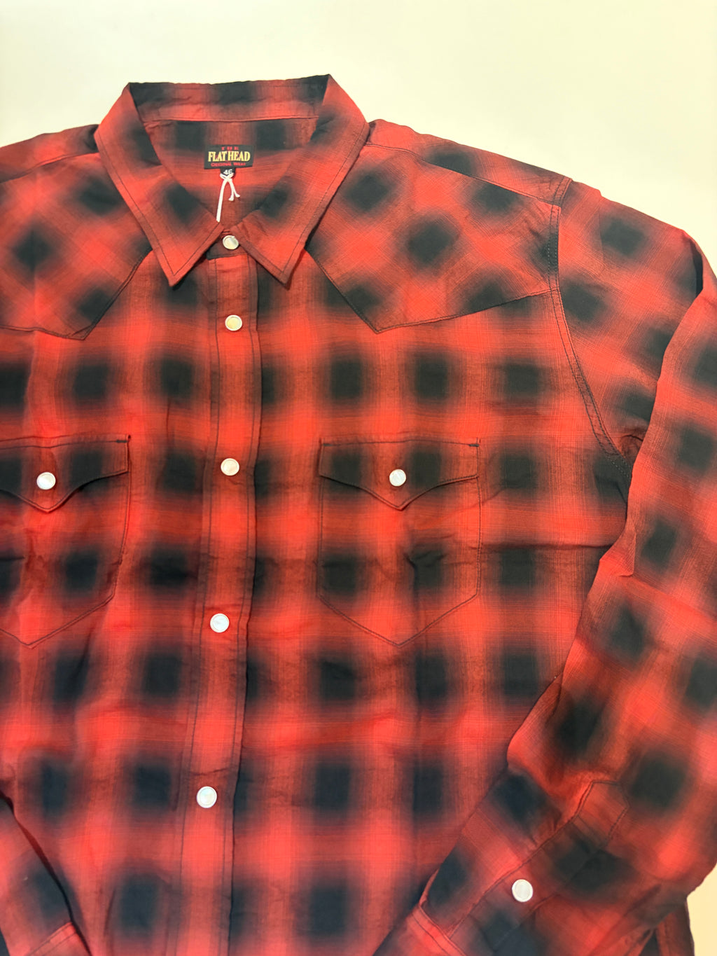 3oz Ombre Check Western Shirt Red
