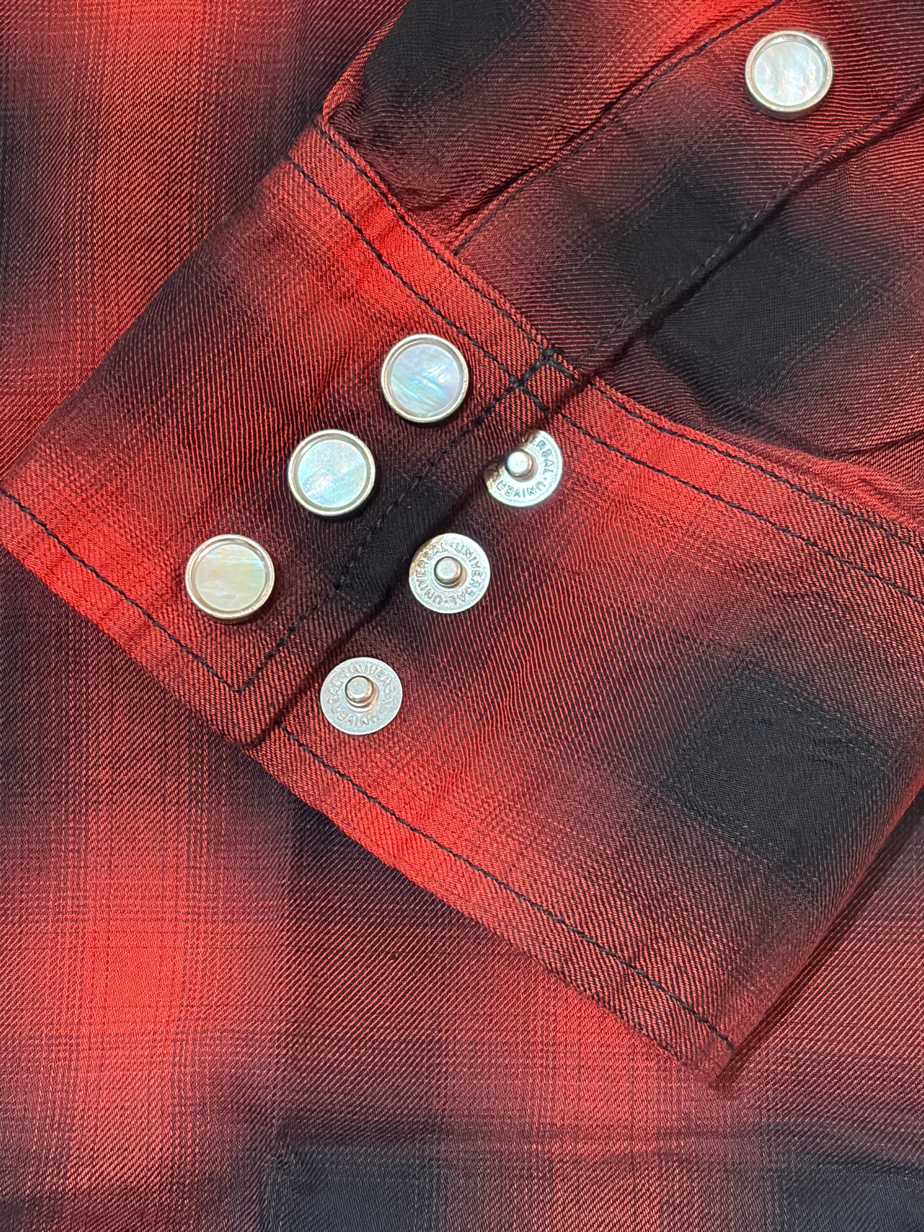 3oz Ombre Check Western Shirt Red