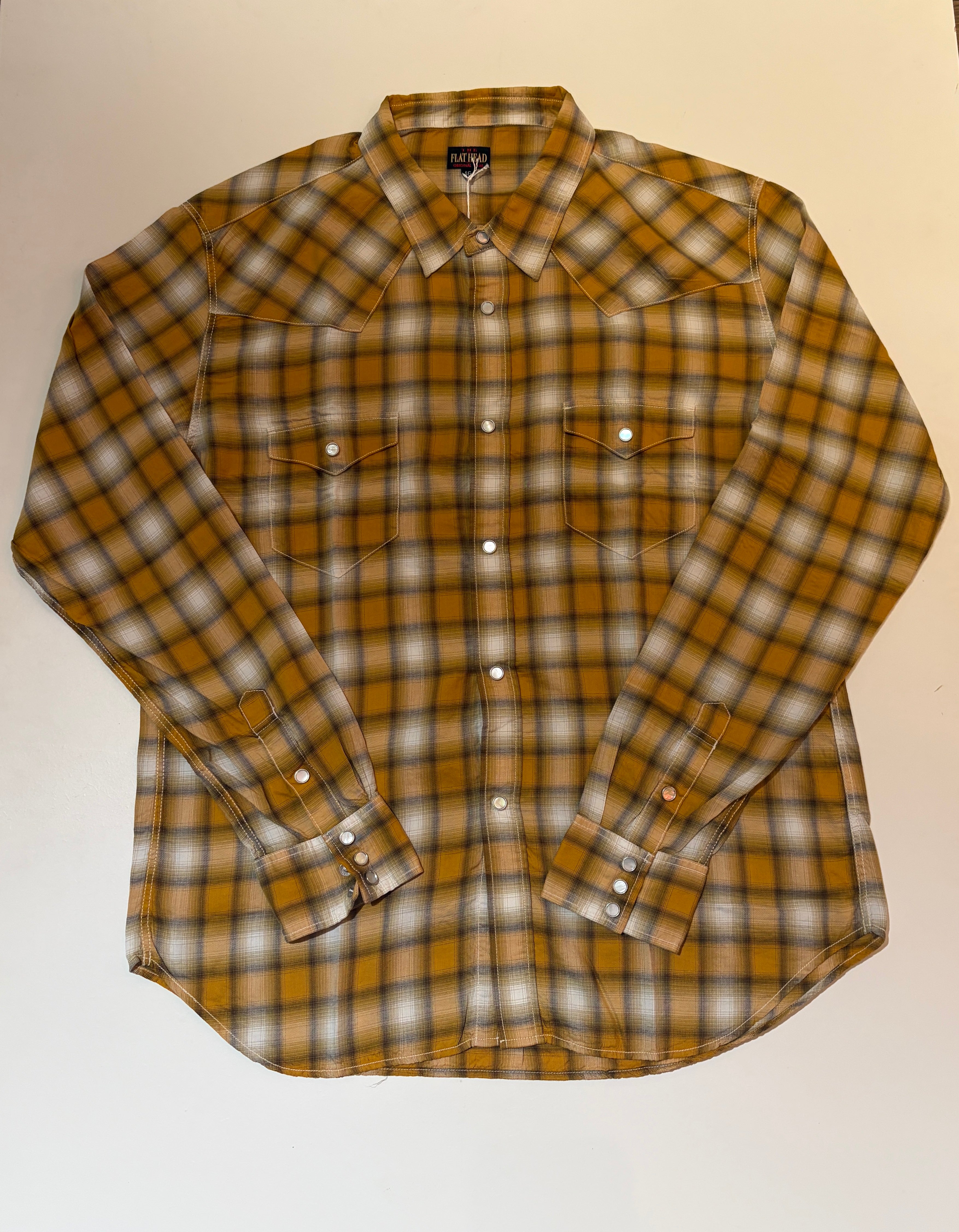 3oz Ombre Check Western Shirt Yellow