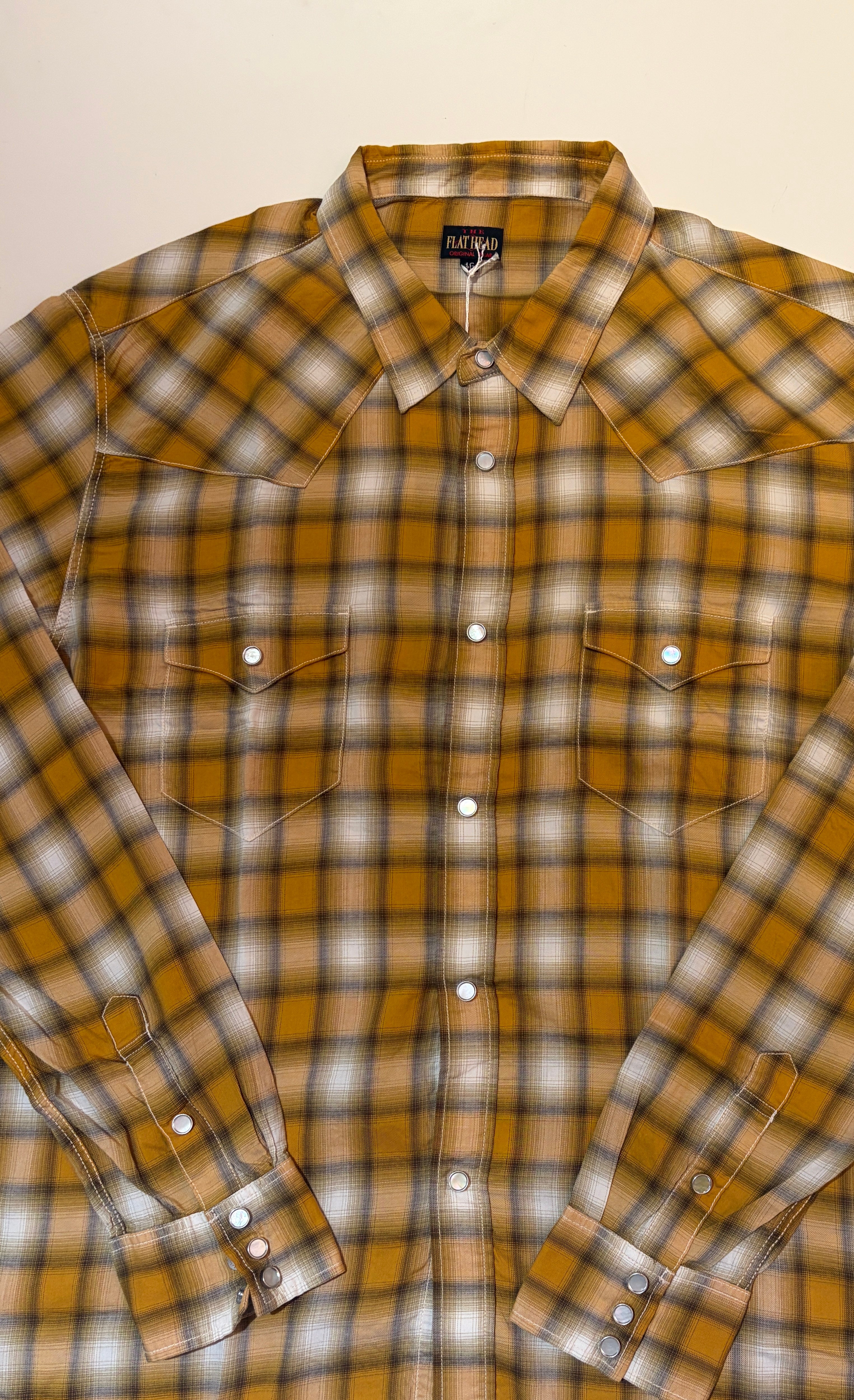 3oz Ombre Check Western Shirt Yellow