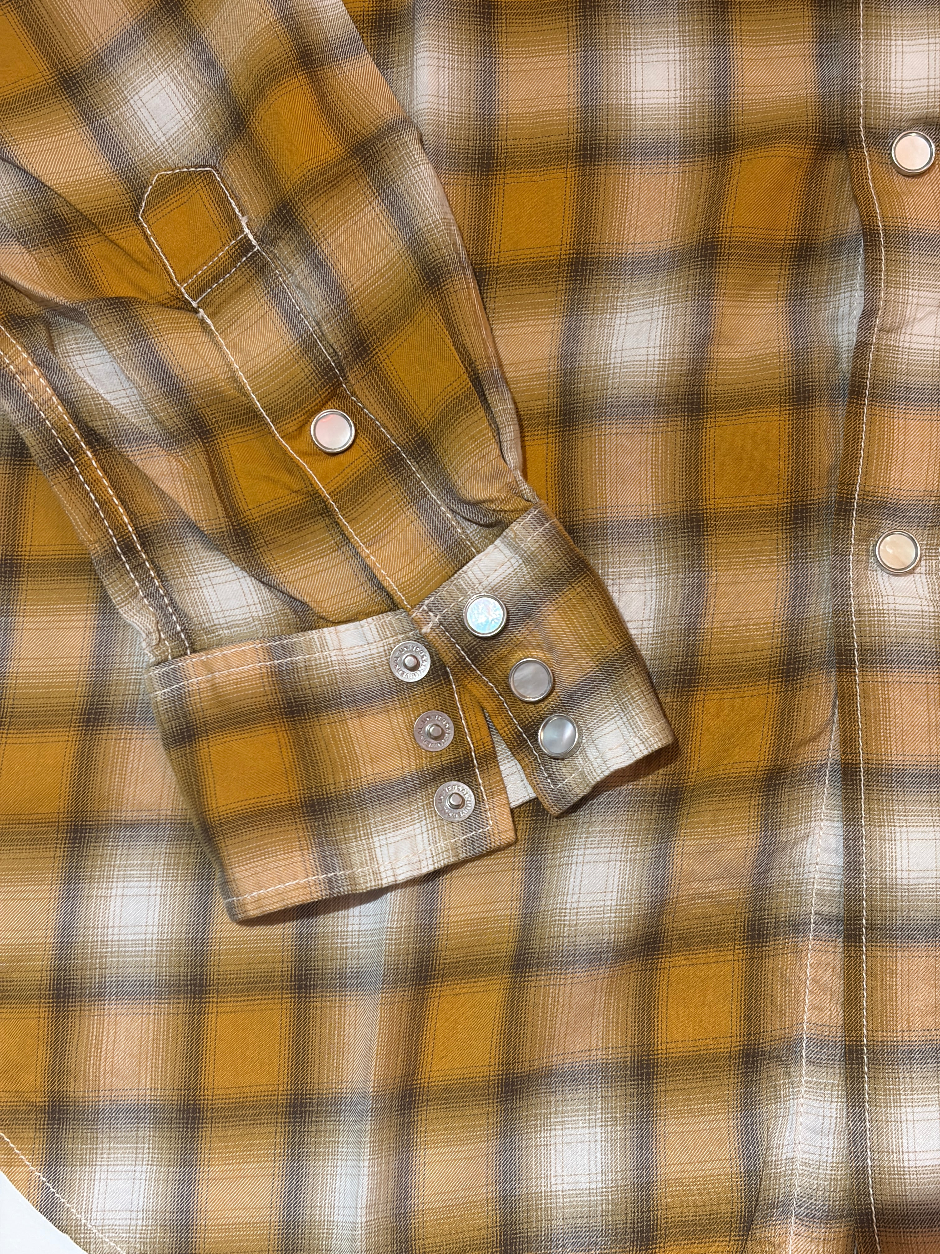 3oz Ombre Check Western Shirt Yellow