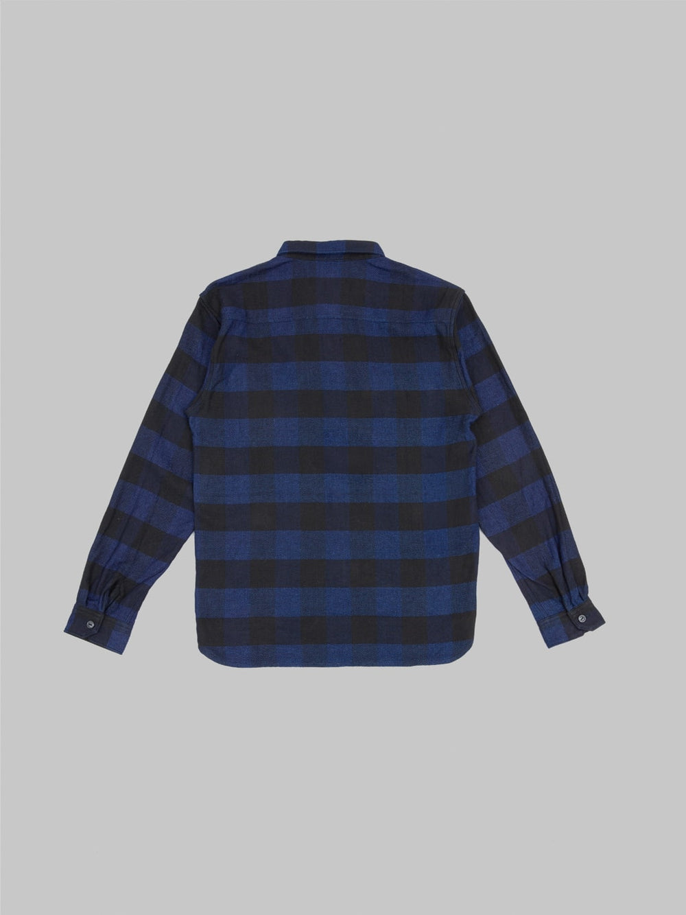 The Flat Head Indigo Block Check Flannel Shirt