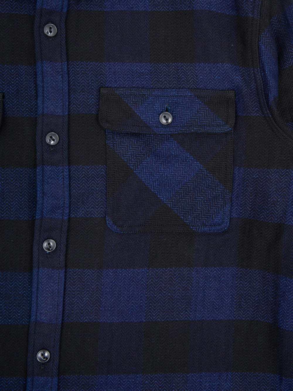 The Flat Head Indigo Block Check Flannel Shirt