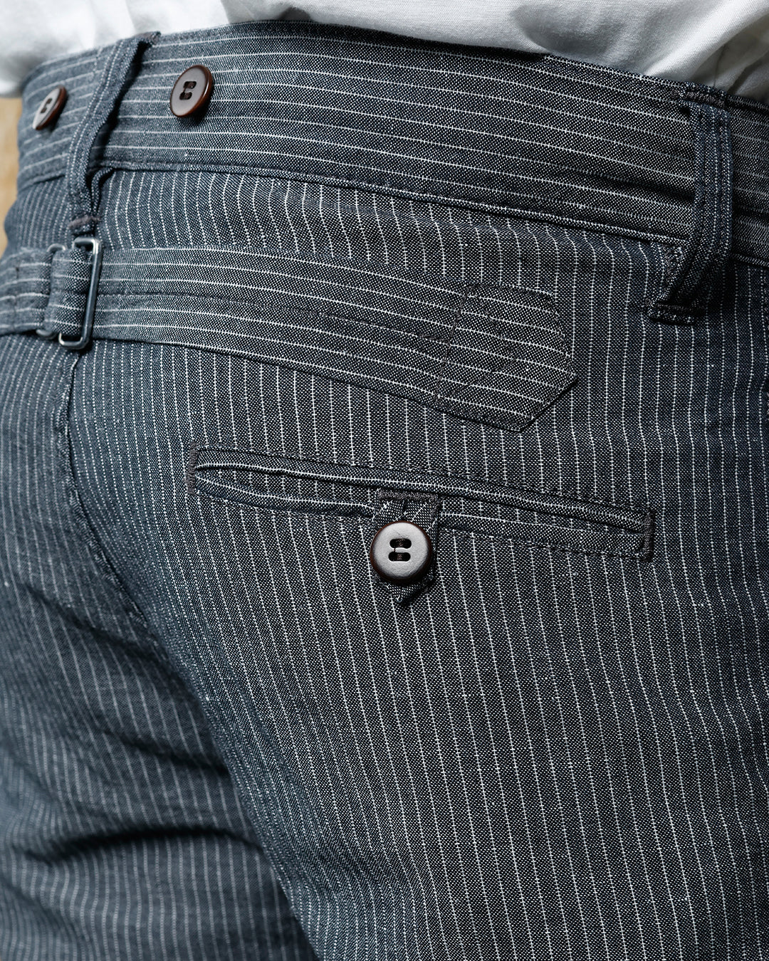 1942 Hunting Pant Grey Striped Linen