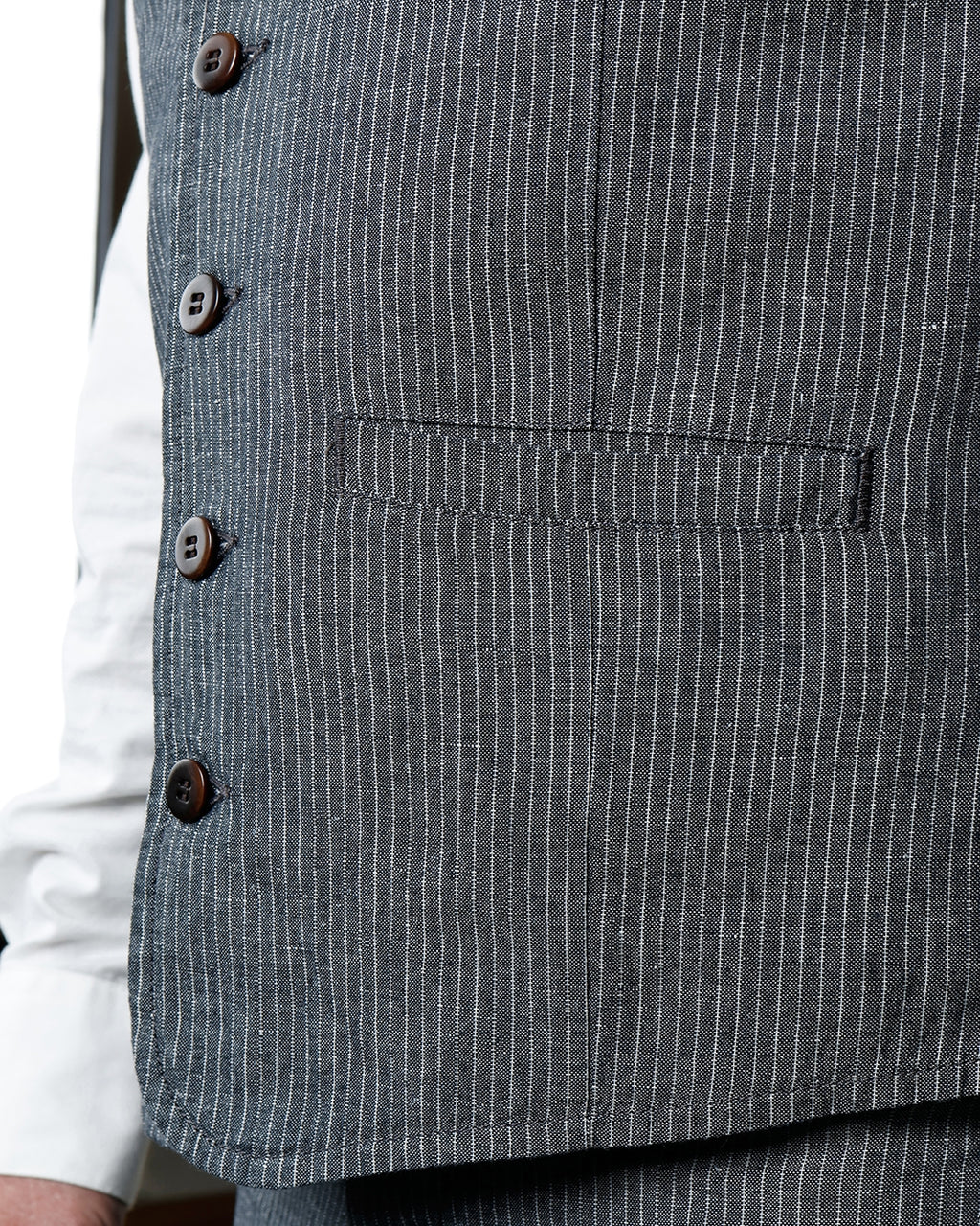 1905 Hauler Vest Grey Striped Linen