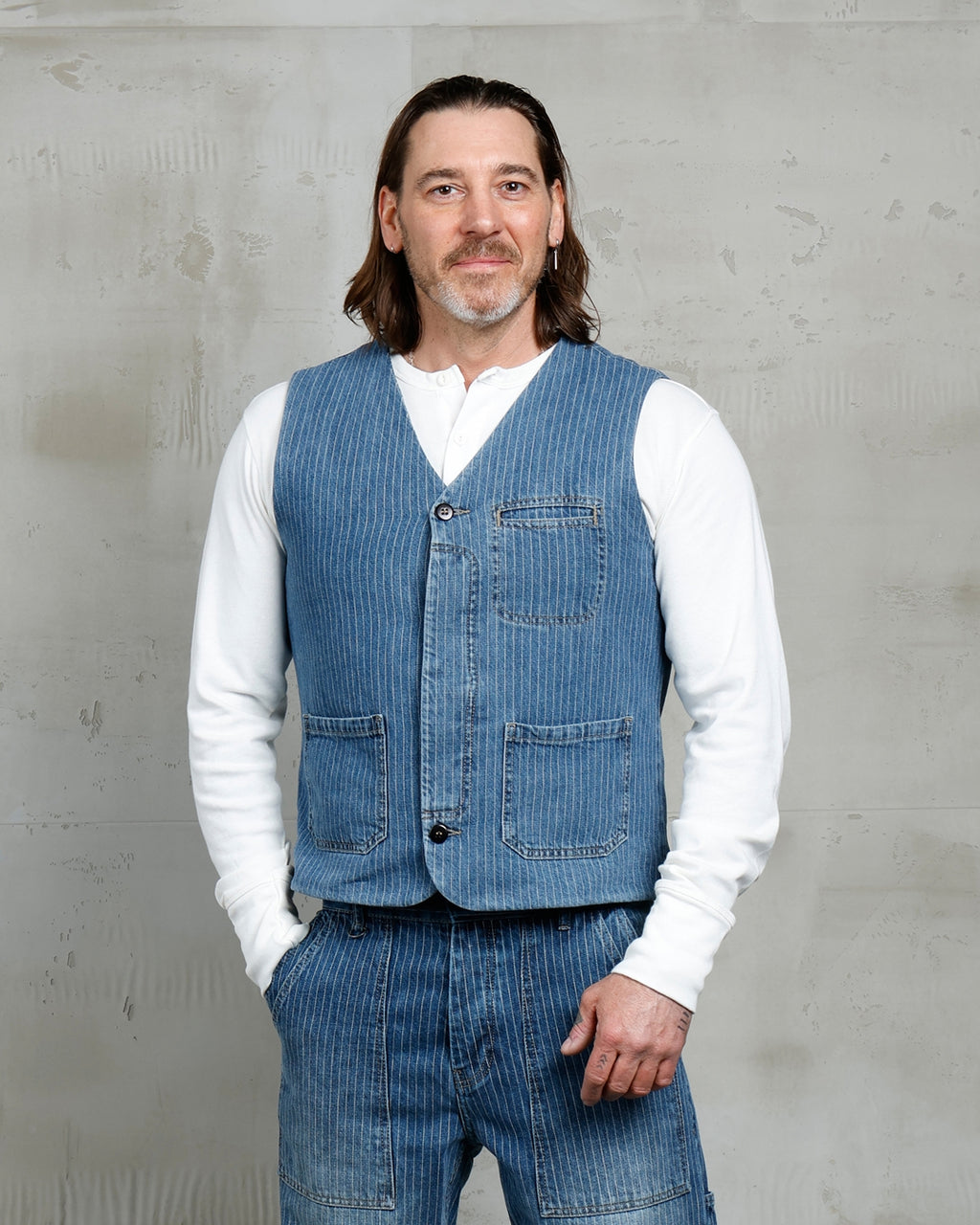 1948 Crafter Vest Blue Wabash Rinsed