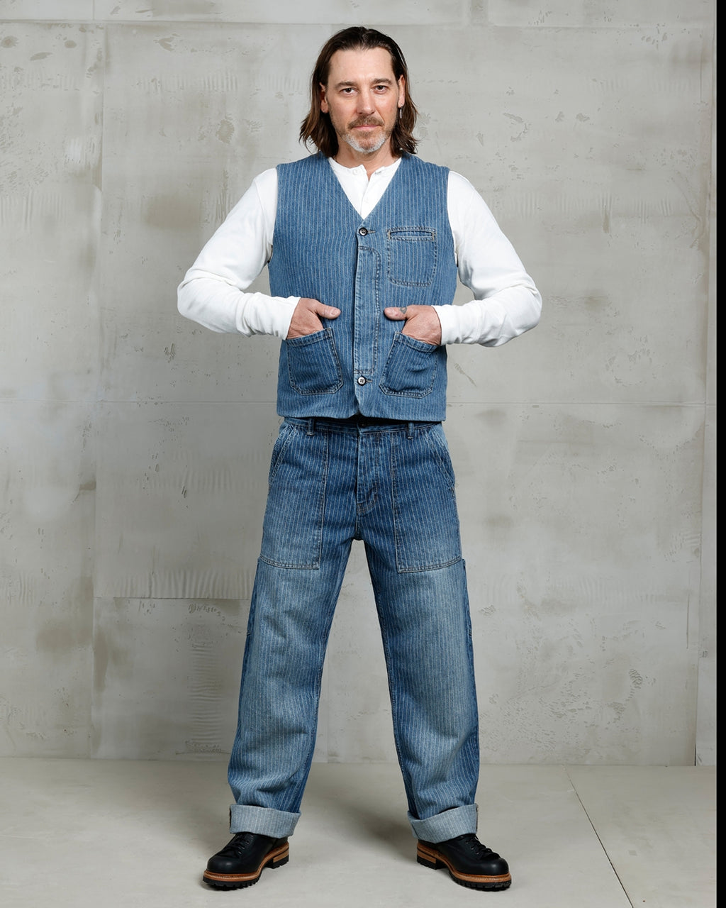 1948 Crafter Vest Blue Wabash Rinsed