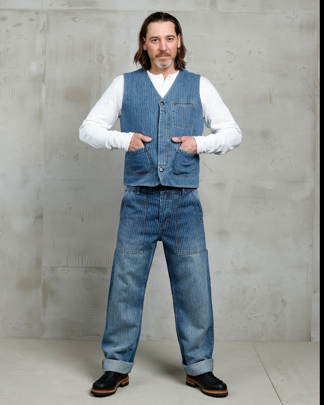 1948 Crafter Vest Blue Wabash Rinsed