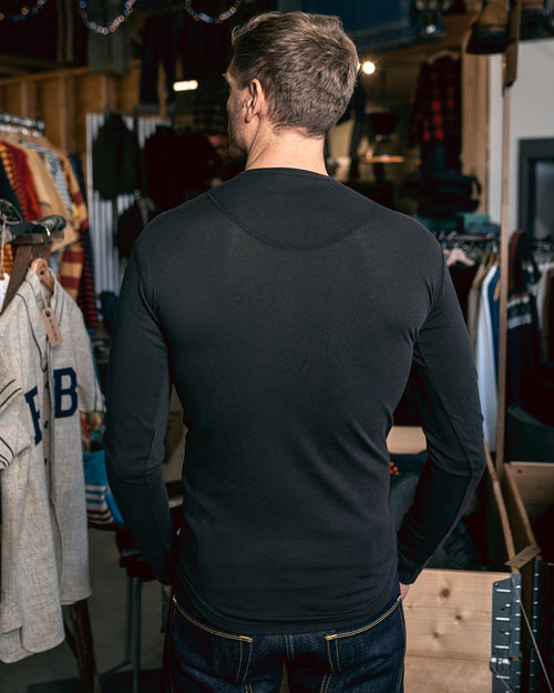 1927 Henley Shirt Long Sleeve Faded Black