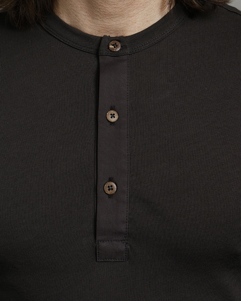 1927 Henley Shirt Long Sleeve Coffee
