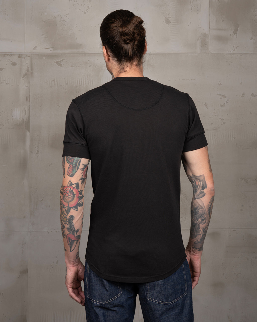1927 Henley Shirt Short Sleeve Faded Black