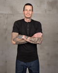 1927 Henley Shirt Short Sleeve Faded Black