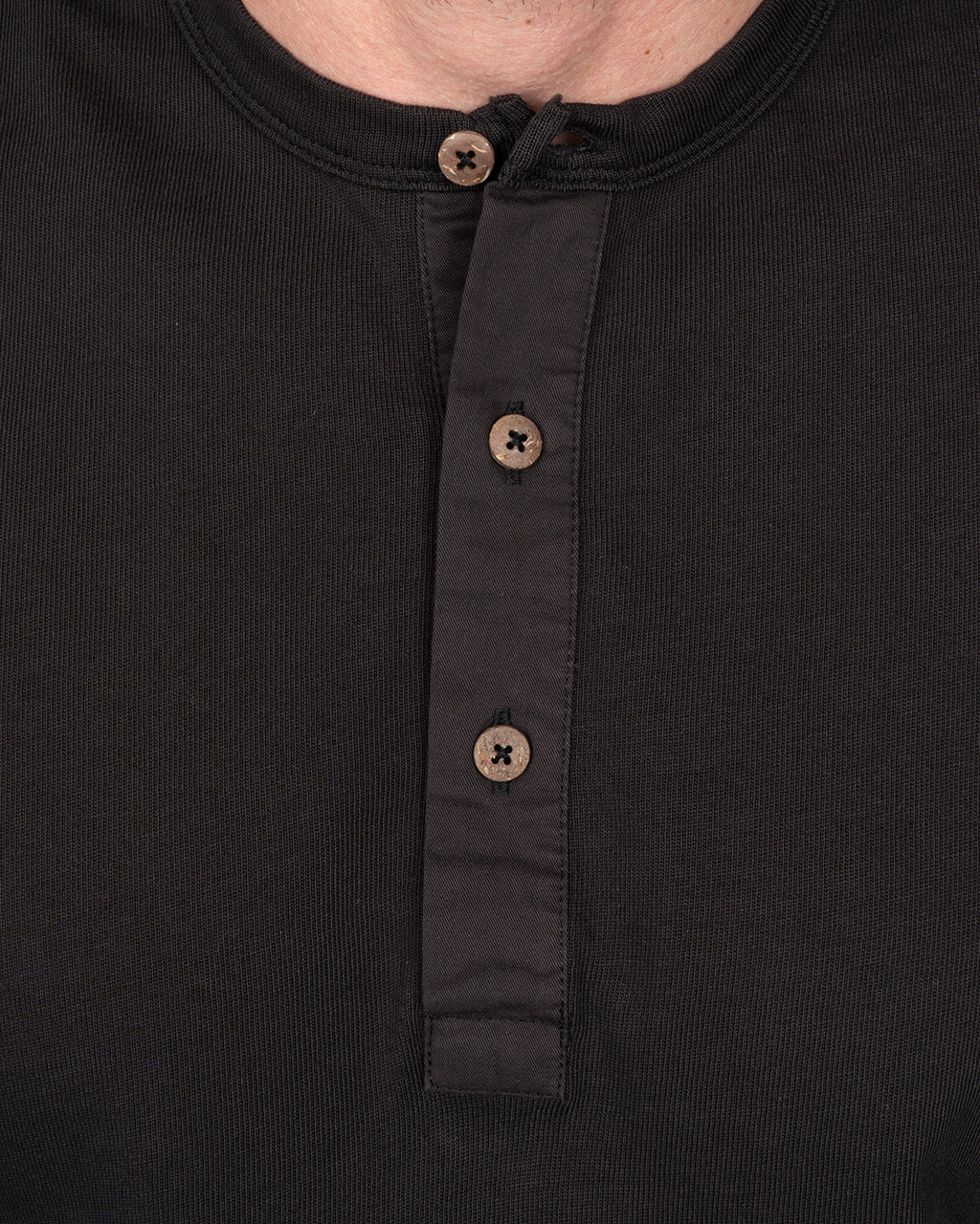 1927 Henley Shirt Short Sleeve Faded Black